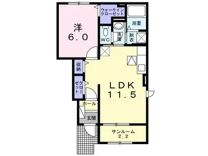 メゾン エトワールII(1LDK/1階)の間取り写真