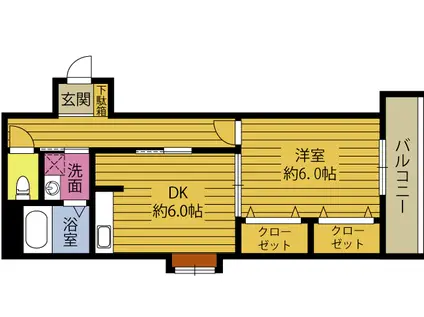 エステート1(1DK/4階)の間取り写真