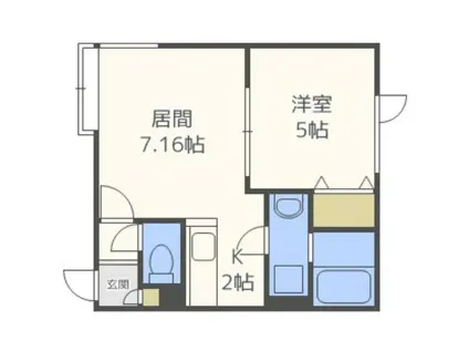 レトワール川沿(1LDK/1階)の間取り写真