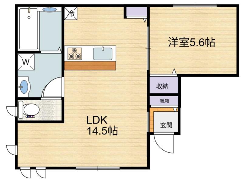 エルシオン狛江(1LDK/1階)の間取り写真