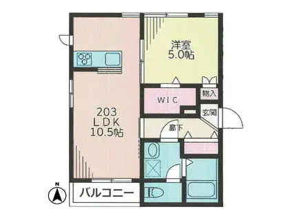 プファイルフルス自由が丘(1LDK/2階)の間取り写真