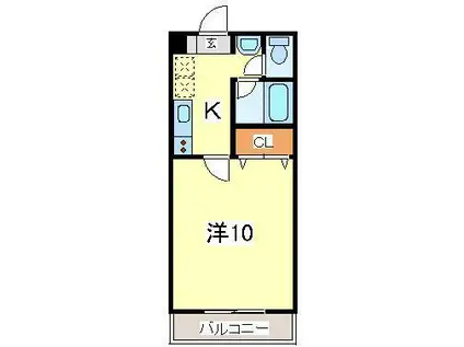 フットマーク(1K/3階)の間取り写真