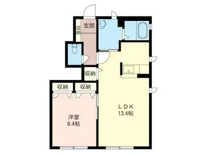 コスモスB(1LDK/1階)の間取り写真