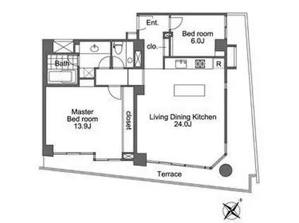 ウォーク赤坂(2LDK/7階)の間取り写真