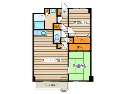 木の花菊よしハイツ(2LDK/3階)の間取り写真