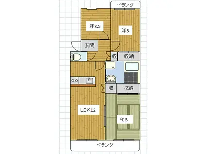 アグリーン長田(2LDK/3階)の間取り写真