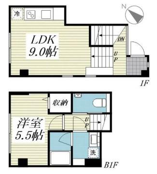 サリースマイル参番館(1LDK/B1階)の間取り写真