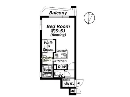 クレグラン自由が丘(1K/1階)の間取り写真
