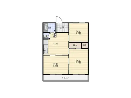 第5森崎ビル(3DK/2階)の間取り写真