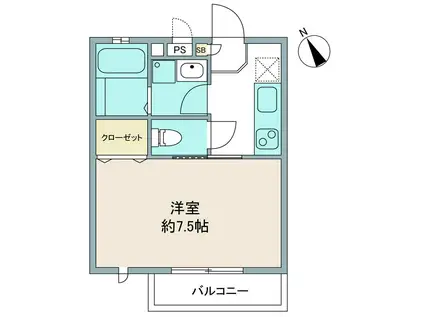 おりぃぶ(1K/1階)の間取り写真