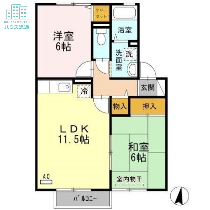 プレミール竹松本町(2LDK/1階)の間取り写真