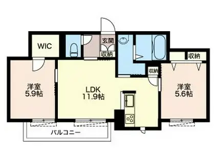 ルミウス港南台弐番館(2LDK/1階)の間取り写真