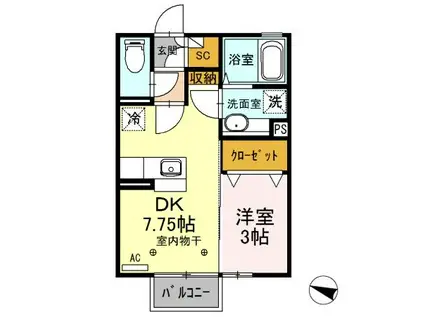 フォルトーナ(1DK/2階)の間取り写真