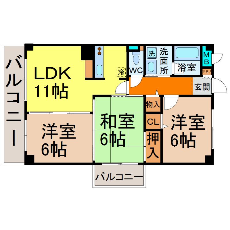 エトワール千代田(3LDK/9階)の間取り写真
