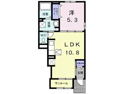 グランデ・HIDE B(1LDK/1階)の間取り写真
