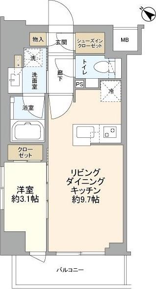 ウエリス南行徳駅前(1LDK/4階)の間取り写真