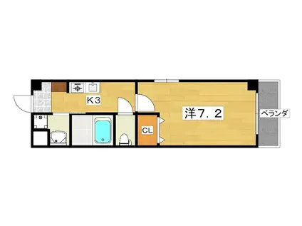 カーサ寝屋川(1K/2階)の間取り写真