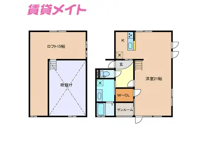 ＪＲ関西本線 富田駅(三重) 徒歩12分 2階建 築4年(ワンルーム/1階)の間取り写真