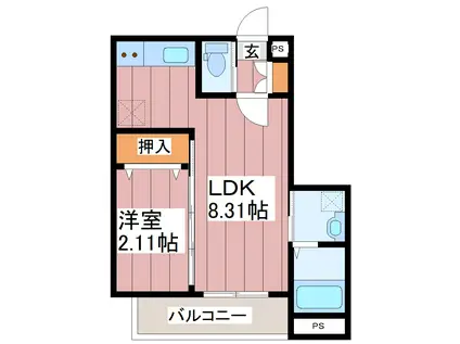 ガーデンパークアネックス(1LDK/3階)の間取り写真