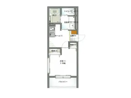 オーパス北在家(1K/1階)の間取り写真