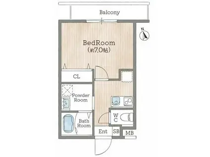 モレス・ヴィラ天神(1K/3階)の間取り写真