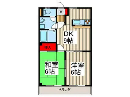 アルカサール(2DK/1階)の間取り写真