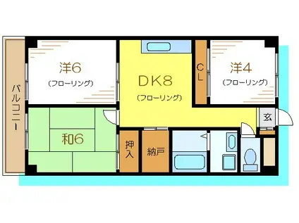 イーストハイム篠崎(3SDK/13階)の間取り写真