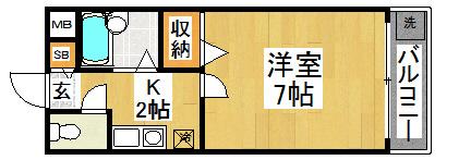 セレソなかもず(1K/2階)の間取り写真