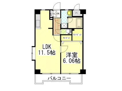 リベラいわき(1LDK/6階)の間取り写真