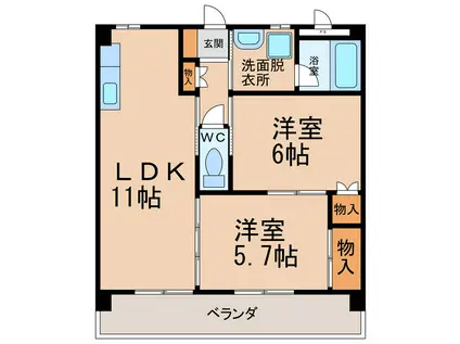 アルフェラッツ城北(2LDK/2階)の間取り写真