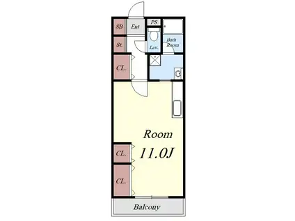 ヴィラージュシャルマン(ワンルーム/2階)の間取り写真