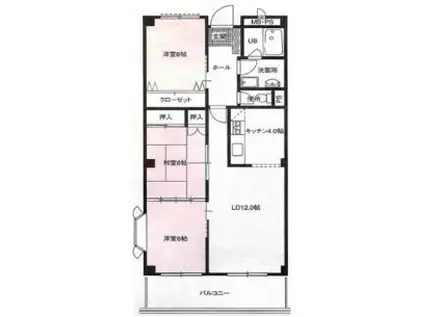 ロイヤルレインボー中主(3LDK/2階)の間取り写真