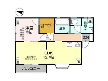 NEW LEAVES(1LDK/1階)の間取り写真