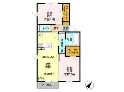 三の丸キャッスル B(2LDK/2階)の間取り写真