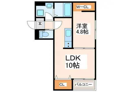 プレステージア水前寺(1LDK/1階)の間取り写真