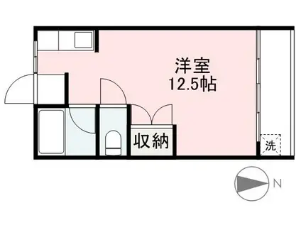 ヴィラ・アンソレイエ浜ノ町(1K/2階)の間取り写真