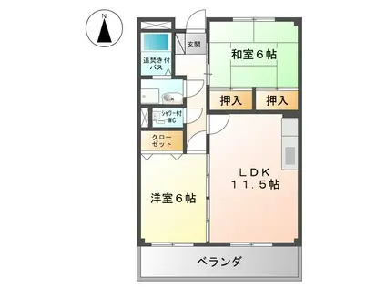 リンピアあっぷる(2LDK/3階)の間取り写真