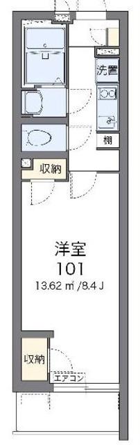 クレイノレジデンス追分(1K/4階)の間取り写真