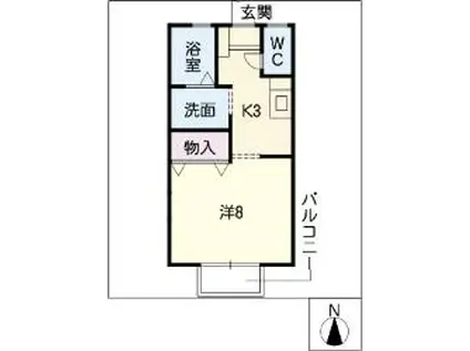 プレステージMIYA(1K/1階)の間取り写真