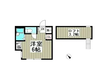 リブランB棟(ワンルーム/1階)の間取り写真