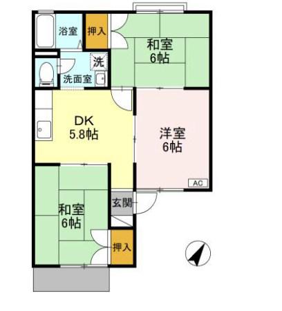 セジュール荻野北(3DK/1階)の間取り写真