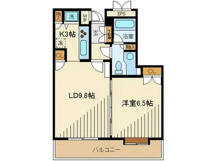 新小岩親水公園パークホームズ(1LDK/5階)の間取り写真