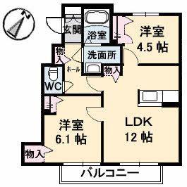 シャーメゾンラフィーネ B棟(2LDK/1階)の間取り写真