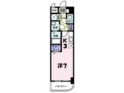 ヴァレ谷上(ワンルーム/2階)の間取り写真