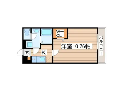 エヌエー連坊(1K/1階)の間取り写真