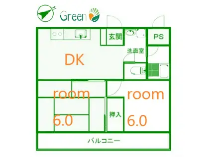 メゾン豆精(2DK/3階)の間取り写真