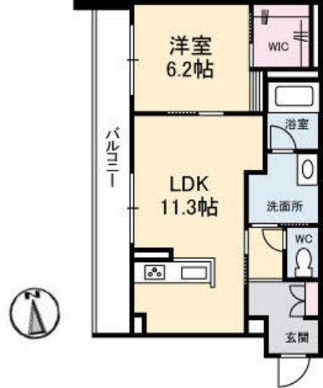 フェリシエール(1LDK/2階)の間取り写真