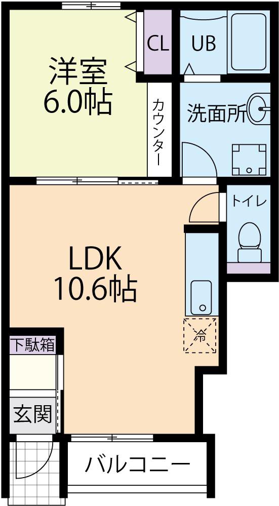 RUINA(1LDK/1階)の間取り写真