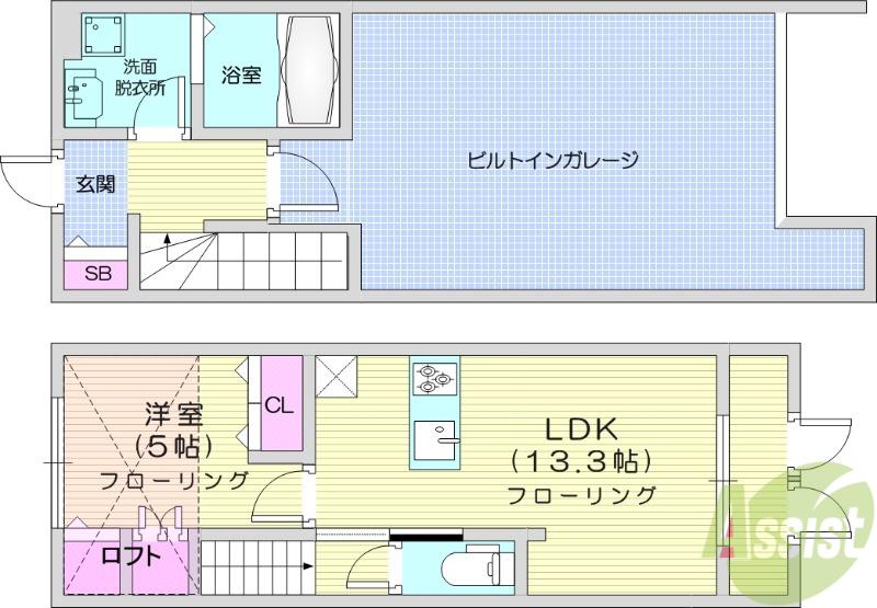 ラフィナM(1LDK/1階)の間取り写真