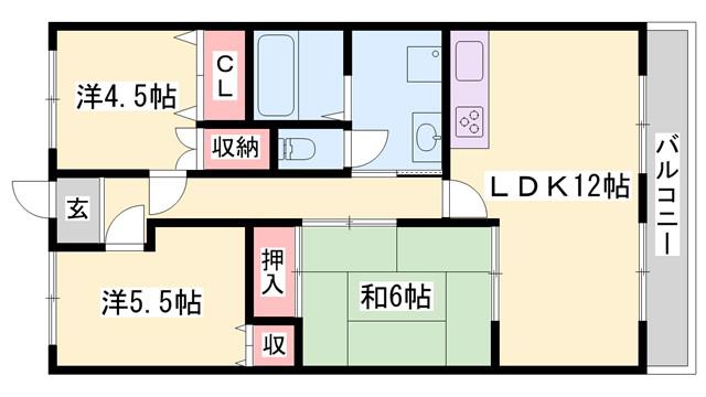 プラティーク英賀保(3LDK/3階)の間取り写真